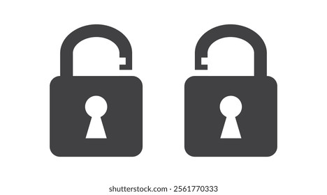 Two unlocked padlocks. Unlocked padlock icons on a plain white background.