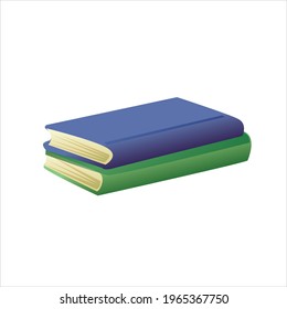 two unopened books blue and green vector art