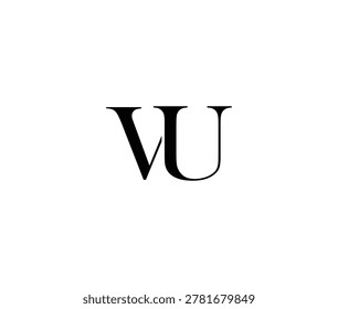 Two uppercase letters V and U in elegant serif font isolated on transparent background
