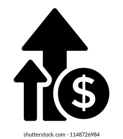 
Two upward arrows with the dollar sign depicting finance raise 

