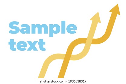 two upward intertwining trend arrows with space for text. Banner template 