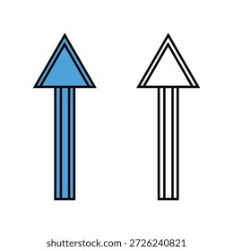 Two upward pointing arrows with distinct designs isolated on white background
