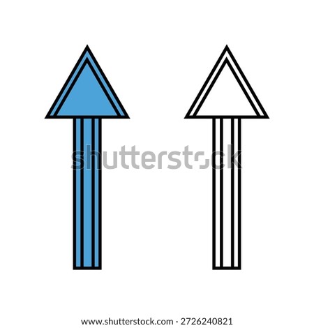 Two upward pointing arrows with distinct designs isolated on white background