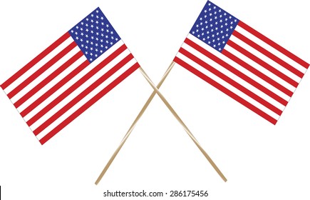 Two USA flags on white background. Vector format. 