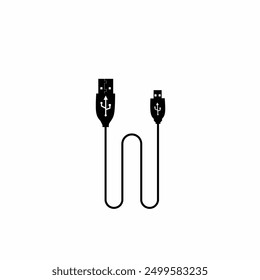 two USB cables. black and white data cable on white background