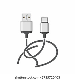Two USB cables with different connector types are shown, one knotted.
