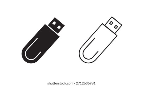 Duas unidades USB são exibidas em preto-e-branco. A unidade USB à esquerda é uma pen drive