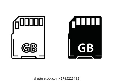 Two USB flash drive icons displaying GB for gigabyte storage measurement. Minimalist black and white line design.