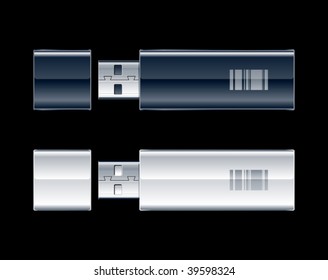 Two USB Flash Drives. Vector illustration.