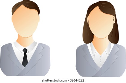 Two user icons - business man and woman