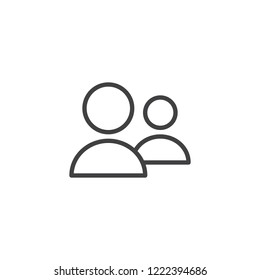 Two users outline icon. linear style sign for mobile concept and web design. Friends avatar simple line vector icon. Symbol, logo illustration. Pixel perfect vector graphics