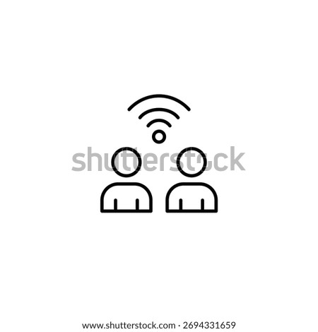 Two users and wi-fi symbol. Shared community, communication and remote work. Pixel perfect, editable stroke vector icon