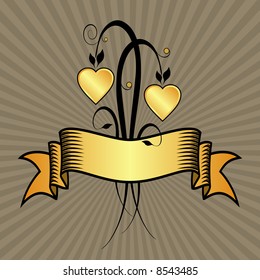 Two valentine hearts represented as a bunch of flowers