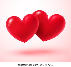 Two Valentine hearts. Vector illustration. Isolated.