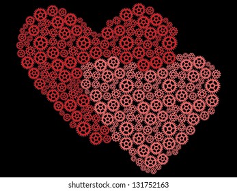two valentines made of gears