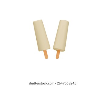  two vanilla ice cream icon 3d illustration render