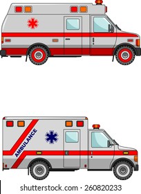 Two variants of the ambulance in a flat style
