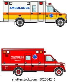 Two variants of the ambulance in a flat style