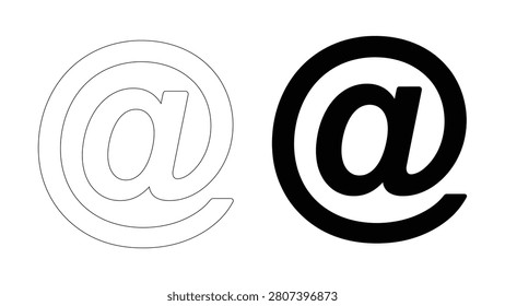 Two variants of the atsymbol in both outline and silhouette