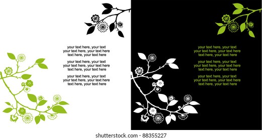 Two variants of cards design with floral pattern and text