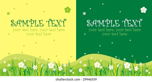 Two variants of cards design with flowers and text
