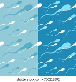 Two variants of coloring of one seamless vector pattern with spermatozoons