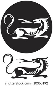 Two variants of an emblem of a tiger in black and white colors