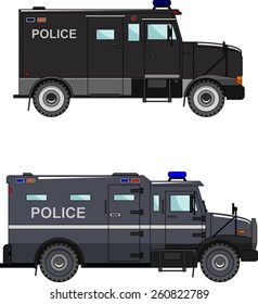 Two variants of the police car in a flat style