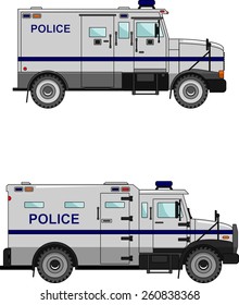 Two variants of the police car in a flat style