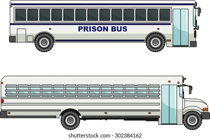 Two variants of a prison bus in flat style