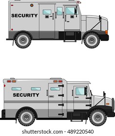 Two variants of the security car isolated on white background in flat style. Vector illustration.