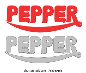 Two variants of vector word PEPPER: in black color and in red color. 3d hand lettering word on white background. Concept for logo, card, typography, poster, print.