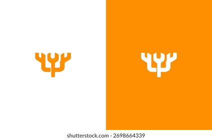 Two variations of an abstract symbol are presented against contrasting backgrounds. 