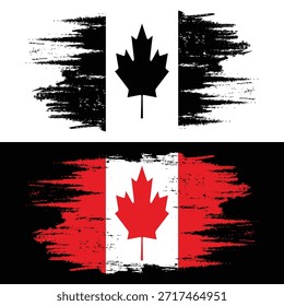 Duas variações da bandeira canadense são mostradas com efeitos artísticos de pincelada.