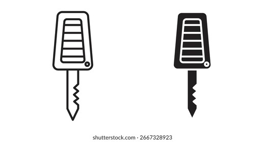 Dos variaciones de un icono de la llave del coche: arte de la línea y negro sólido. Aislado en blanco.
