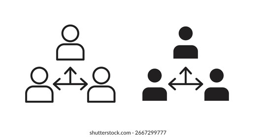 Duas variações de ícones de comunicação representando um diagrama de rede, isolado no fundo branco.