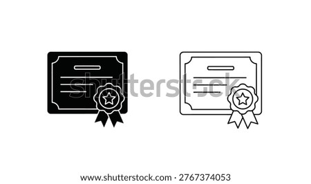 Two variations of a diploma icon, featuring a distinctive black silhouette style.