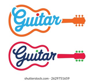 Two variations of a guitar logo design