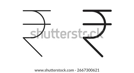 Two variations of the Indian Rupee currency symbol, presented side-by-side, isolated on a white background.