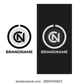 Two variations of a modern letter N logo design with brandname text icon