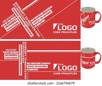 Two variations of Mug Text Design with Core Principles of Your Company