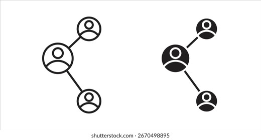 Zwei Varianten von Symbolen für Netzwerkverbindungen, eines in Schwarz und eines in Umrissform, einzeln auf Weiß.