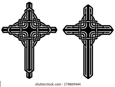 two variations of ornamental celtic cross