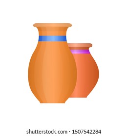 Two vases. Pottery vector icon