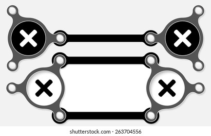 Two vector abstract boxes for your text and multiplication symbol