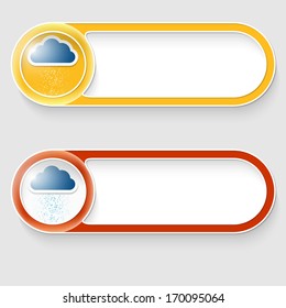 two vector abstract buttons with cloud and rain