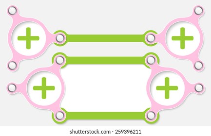 Two vector abstract text boxes for your text and plus symbol