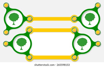 Two vector abstract text boxes for your text and tree symbol