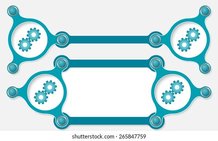 Two vector abstract text boxes for your text and cogwheels