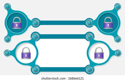 Two vector abstract text boxes for your text and padlock